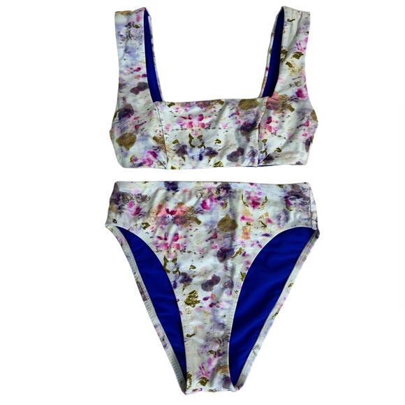 J. Crew x Flora Obscura Two Piece Bikini Set in Kaleidoscope Floral - Size S - Picture 4 of 11